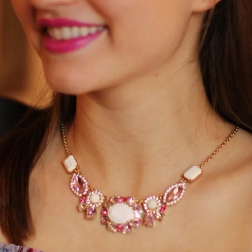 Kate Spade Pink Jeweled Statement Necklace